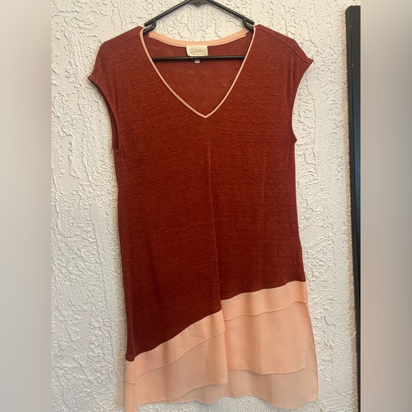 Red and pink sleeveless asymmetrical summer dress from anthropology size xs - Picture 1 of 4